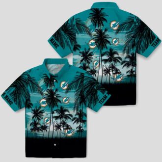 Custom Miami Dolphins Sunset Hawaiian Shirt, Aqua Black NFL Gift Edition
