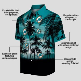 Custom Miami Dolphins Sunset Hawaiian Shirt, Aqua Black NFL Gift Edition
