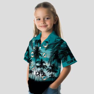 Custom Miami Dolphins Sunset Hawaiian Shirt, Aqua Black NFL Gift Edition