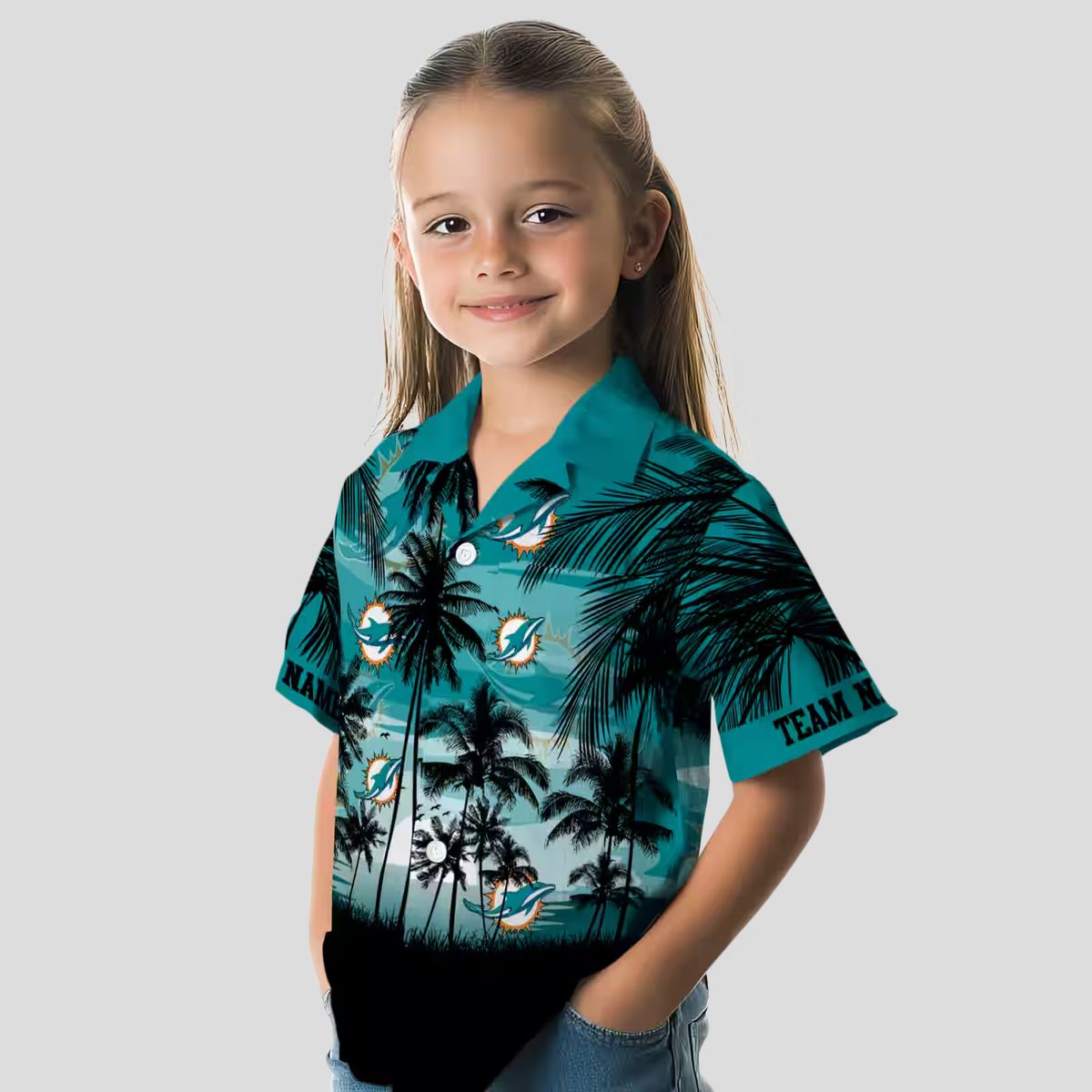 Custom Miami Dolphins Sunset Hawaiian Shirt, Aqua Black NFL Gift Edition