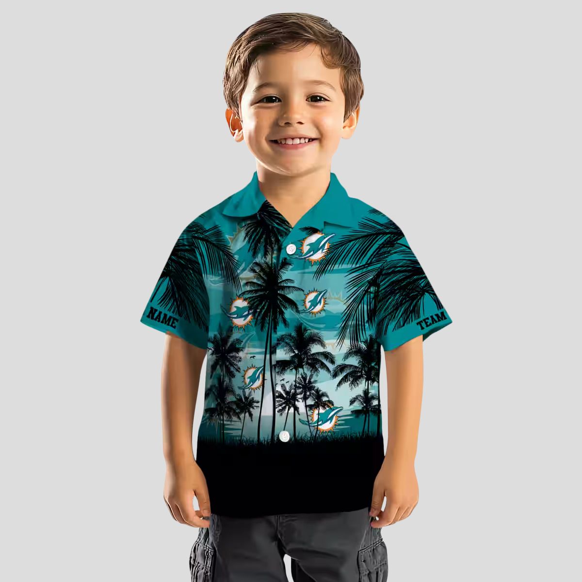 Custom Miami Dolphins Sunset Hawaiian Shirt, Aqua Black NFL Gift Edition