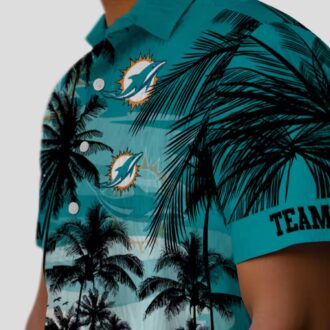 Custom Miami Dolphins Sunset Hawaiian Shirt, Aqua Black NFL Gift Edition