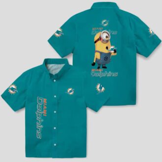 Exclusive Miami Dolphins Minion Hawaiian Shirt – Vibrant Aqua Tropical Style