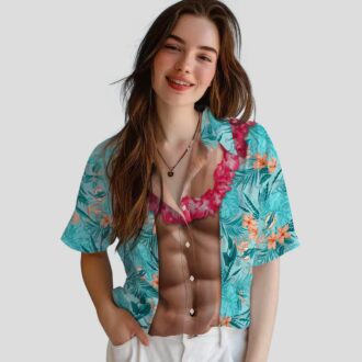Funny Miami Dolphins Chest Illusion Hawaiian Shirt – Aqua Beach & Game Day Outfit