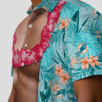 Funny Miami Dolphins Chest Illusion Hawaiian Shirt – Aqua Beach & Game Day Outfit