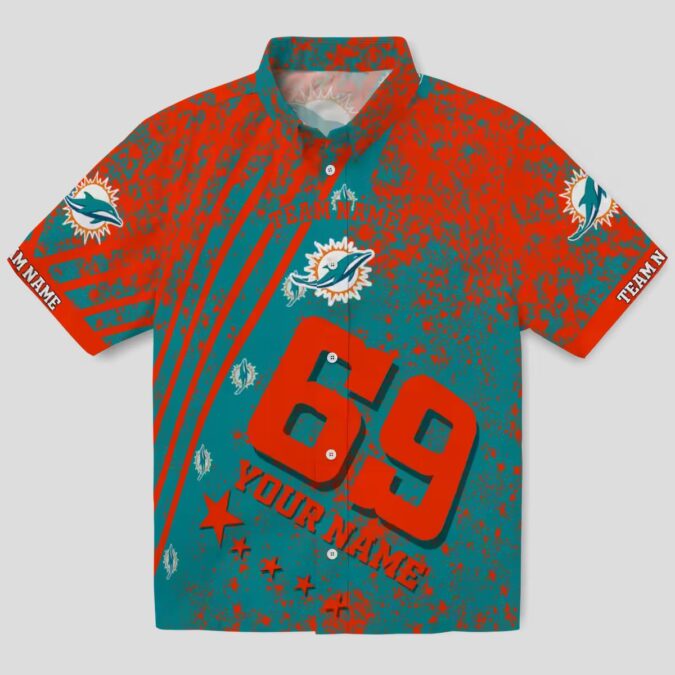 Limited Edition Miami Dolphins Hawaiian Shirt, Aqua Star Stripes Design