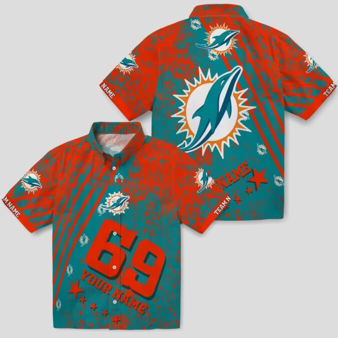 Limited Edition Miami Dolphins Hawaiian Shirt, Aqua Star Stripes Design