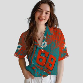 Limited Edition Miami Dolphins Hawaiian Shirt, Aqua Star Stripes Design