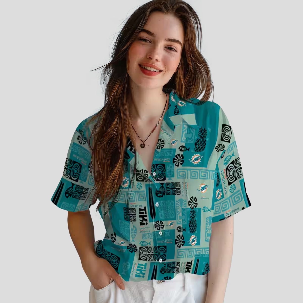 Limited Edition Miami Dolphins Summer Hawaiian Shirt – Aqua Tribal Print