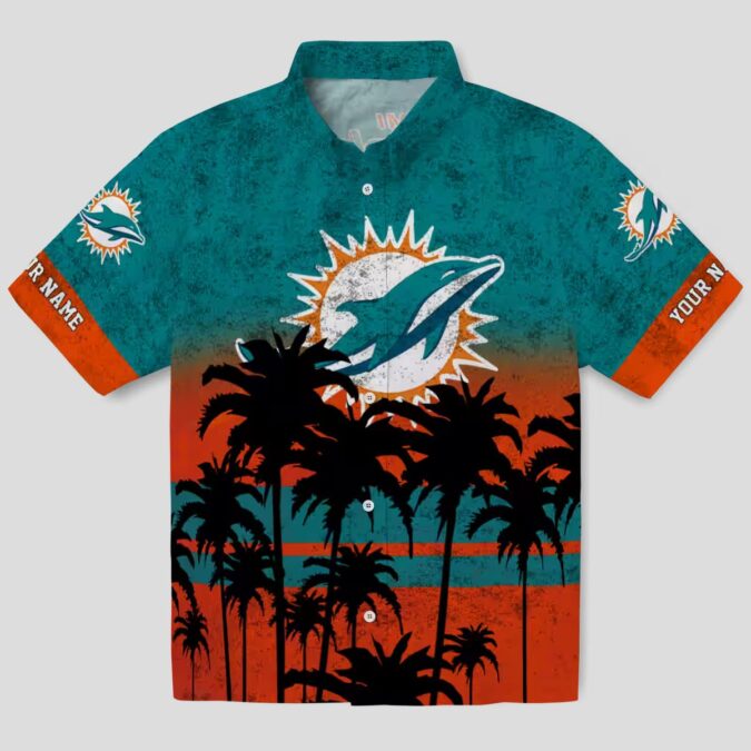 Limited Edition Miami Dolphins Sunset Hawaiian Shirt, Aqua Black NFL Aloha Shirt