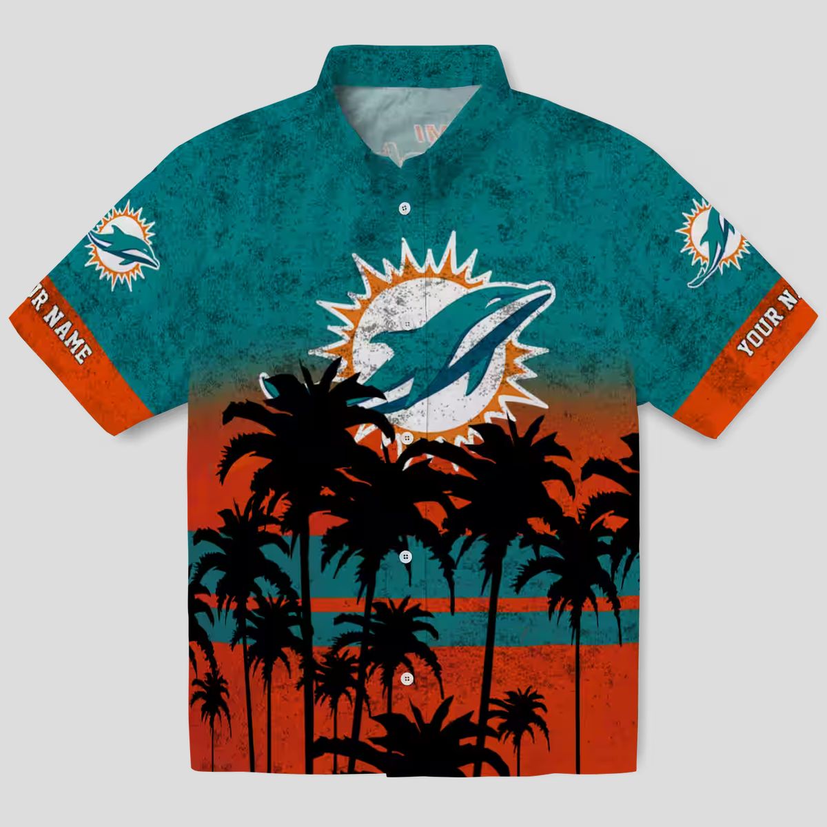 Limited Edition Miami Dolphins Sunset Hawaiian Shirt, Aqua Black NFL Aloha Shirt
