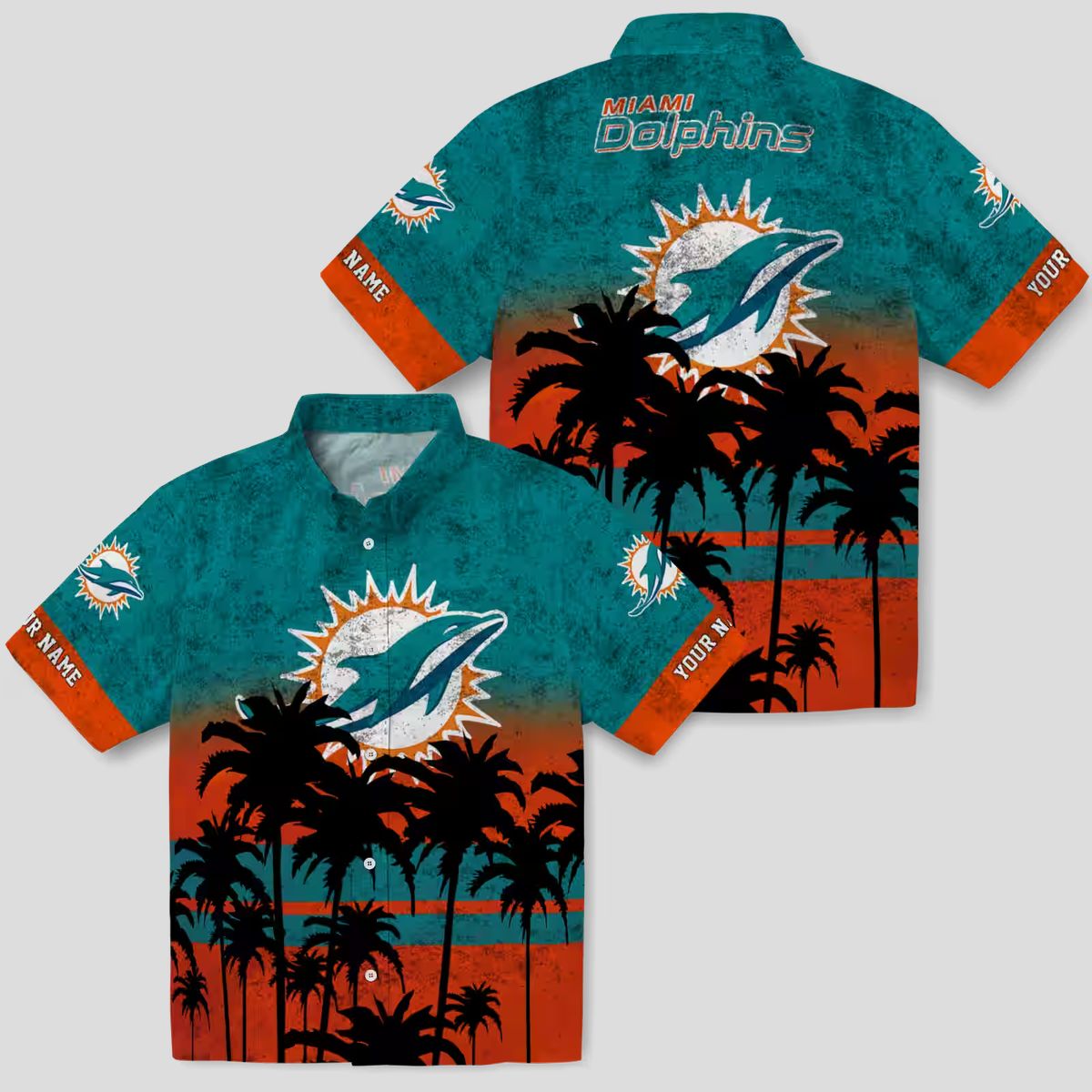 Limited Edition Miami Dolphins Sunset Hawaiian Shirt, Aqua Black NFL Aloha Shirt
