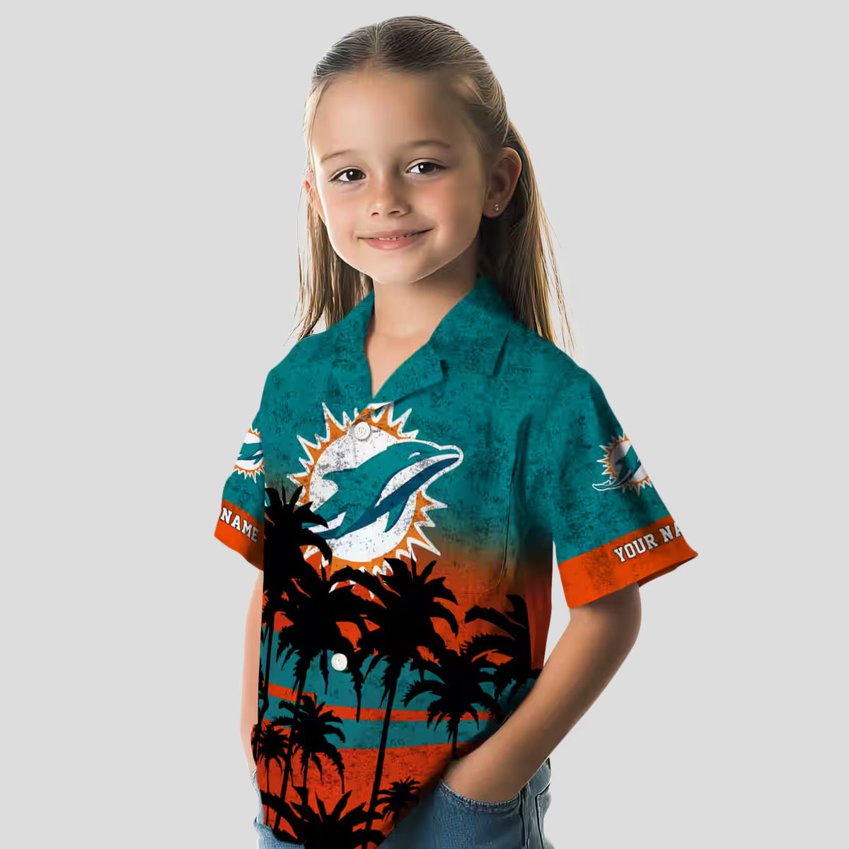 Limited Edition Miami Dolphins Sunset Hawaiian Shirt, Aqua Black NFL Aloha Shirt