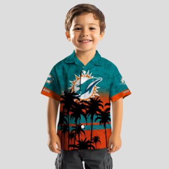 Limited Edition Miami Dolphins Sunset Hawaiian Shirt, Aqua Black NFL Aloha Shirt