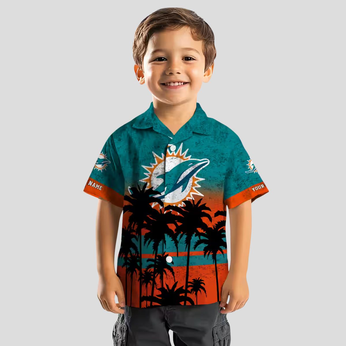 Limited Edition Miami Dolphins Sunset Hawaiian Shirt, Aqua Black NFL Aloha Shirt