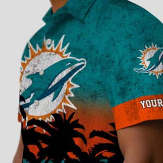 Limited Edition Miami Dolphins Sunset Hawaiian Shirt, Aqua Black NFL Aloha Shirt