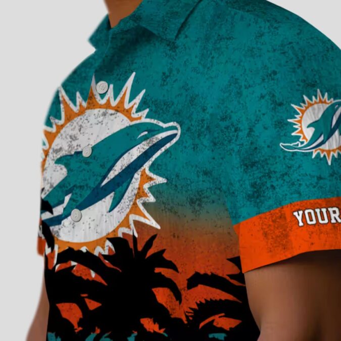 Limited Edition Miami Dolphins Sunset Hawaiian Shirt, Aqua Black NFL Aloha Shirt