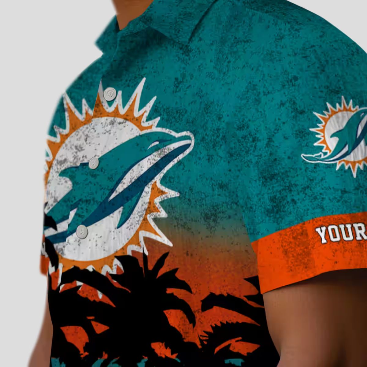 Limited Edition Miami Dolphins Sunset Hawaiian Shirt, Aqua Black NFL Aloha Shirt