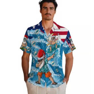 Miami Dolphins Aloha Button Up Shirt, Surfing Santa Hawaiian Summer Outfit