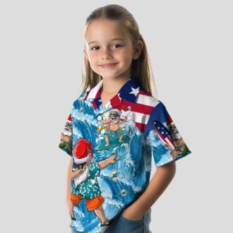 Miami Dolphins Aloha Button Up Shirt, Surfing Santa Hawaiian Summer Outfit