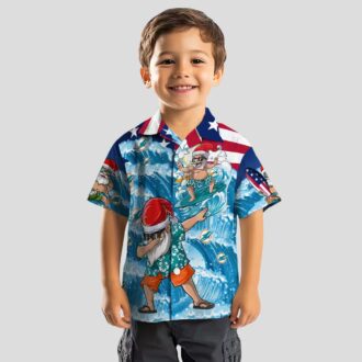 Miami Dolphins Aloha Button Up Shirt, Surfing Santa Hawaiian Summer Outfit