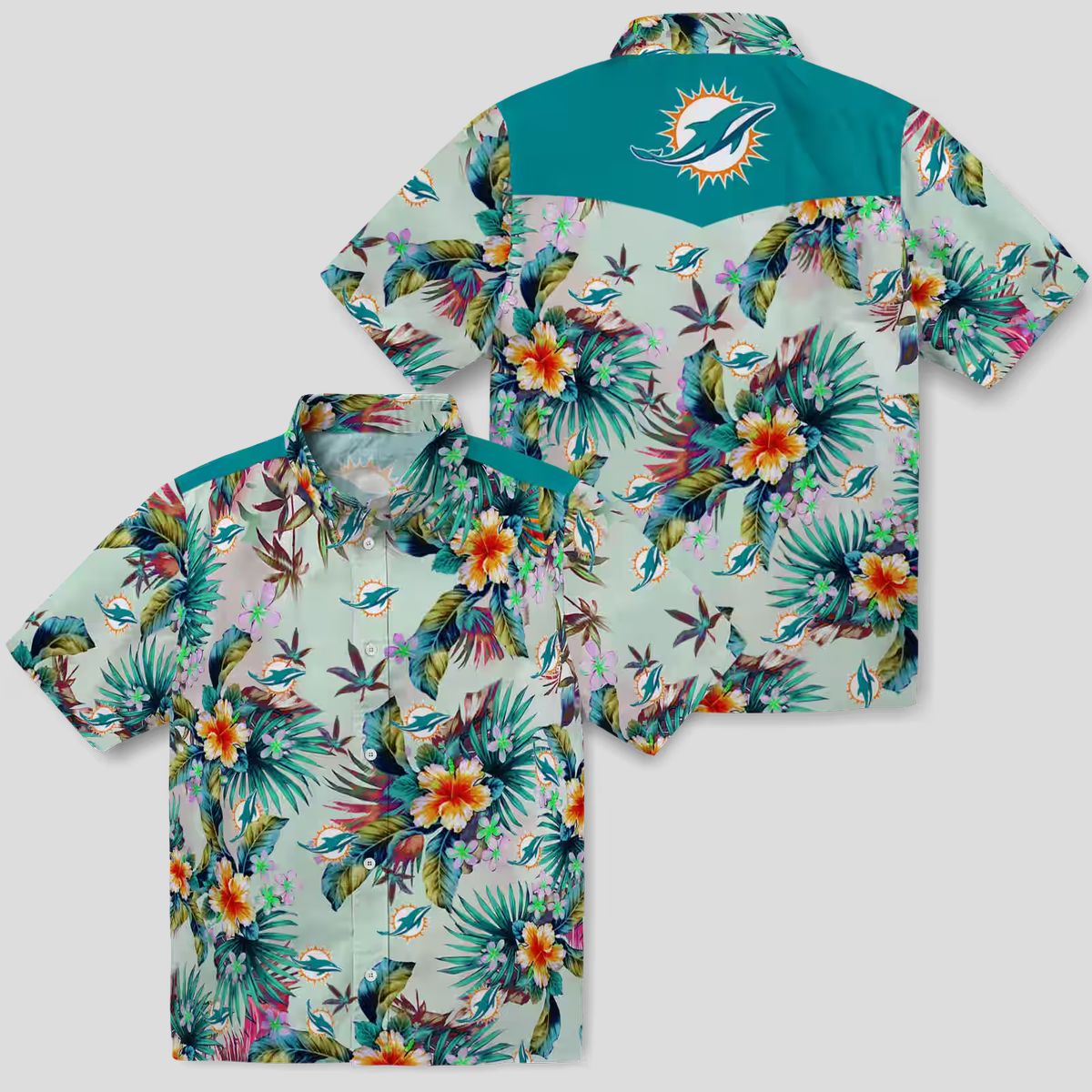 Miami Dolphins Aloha Hawaiian Shirt, Summer Tropical Foliage Beach Outfit
