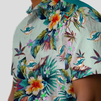 Miami Dolphins Aloha Hawaiian Shirt, Summer Tropical Foliage Beach Outfit