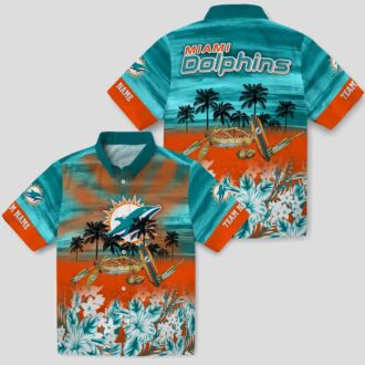 Miami Dolphins Aloha Shirt for Summer Fans - Tropical Canoe Hawaiian Print