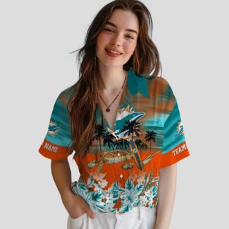 Miami Dolphins Aloha Shirt for Summer Fans - Tropical Canoe Hawaiian Print