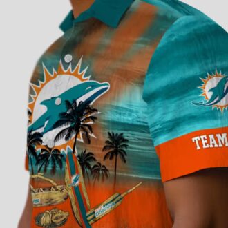 Miami Dolphins Aloha Shirt for Summer Fans - Tropical Canoe Hawaiian Print