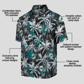 Miami Dolphins Aqua Black Hawaiian Shirt – Palm Print Summer Aloha Style