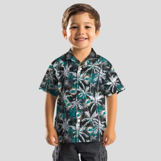 Miami Dolphins Aqua Black Hawaiian Shirt – Palm Print Summer Aloha Style