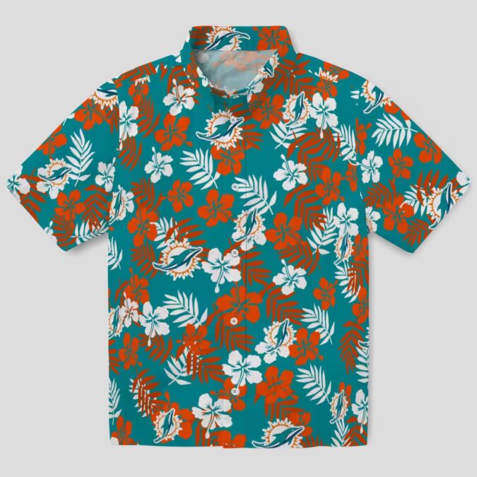Miami Dolphins Aqua Hawaiian Shirt for Men & Women - Tropical Floral Style