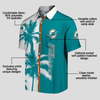 Miami Dolphins Aqua White Hawaiian Shirt, Tropical Palms Beach Outfit