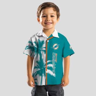 Miami Dolphins Aqua White Hawaiian Shirt, Tropical Palms Beach Outfit