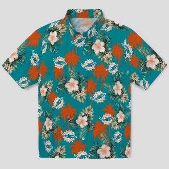 Miami Dolphins Beach Hawaiian Shirt, Aqua Floral & Summer NFL Fanwear