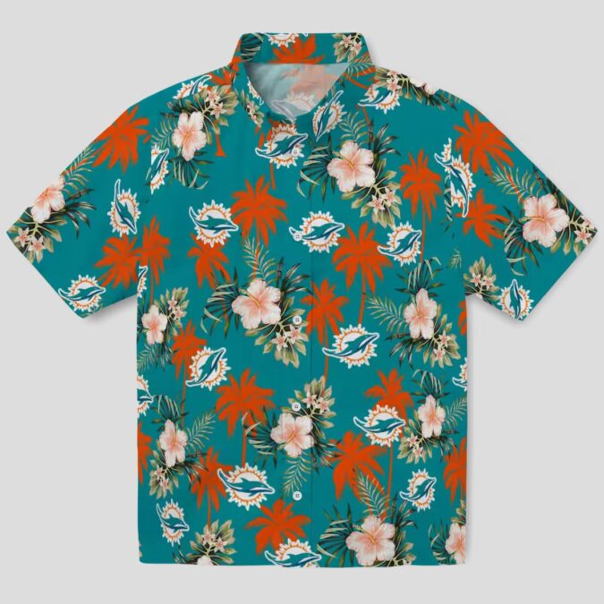 Miami Dolphins Beach Hawaiian Shirt, Aqua Floral & Summer NFL Fanwear