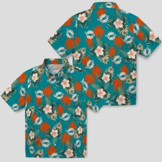 Miami Dolphins Beach Hawaiian Shirt, Aqua Floral & Summer NFL Fanwear