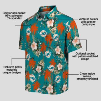 Miami Dolphins Beach Hawaiian Shirt, Aqua Floral & Summer NFL Fanwear
