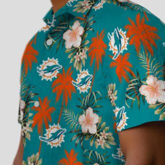 Miami Dolphins Beach Hawaiian Shirt, Aqua Floral & Summer NFL Fanwear