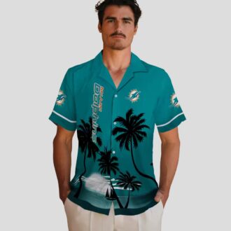 Miami Dolphins Beach Sunset Hawaiian Shirt, Tropical NFL Football Fan Gifts