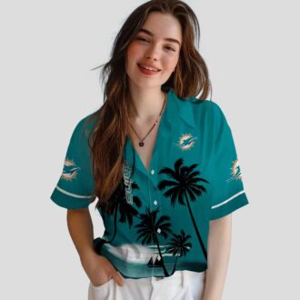 Miami Dolphins Beach Sunset Hawaiian Shirt, Tropical NFL Football Fan Gifts