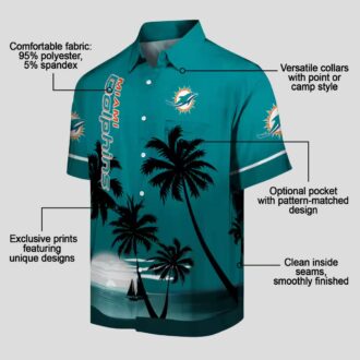 Miami Dolphins Beach Sunset Hawaiian Shirt, Tropical NFL Football Fan Gifts