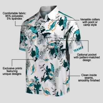 Miami Dolphins Botanical Hawaiian Shirt – Summer Aloha Aqua & White Edition