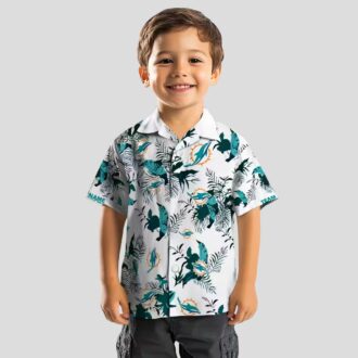 Miami Dolphins Botanical Hawaiian Shirt – Summer Aloha Aqua & White Edition