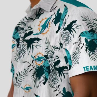 Miami Dolphins Botanical Hawaiian Shirt – Summer Aloha Aqua & White Edition