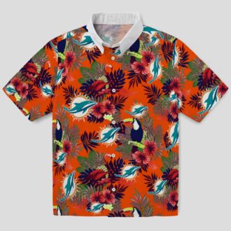 Miami Dolphins Floral Toucan Hawaiian Shirt – Aqua Red Aloha Button Up