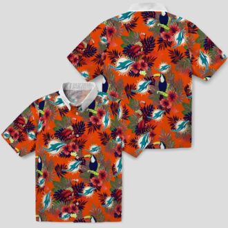 Miami Dolphins Floral Toucan Hawaiian Shirt – Aqua Red Aloha Button Up