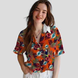 Miami Dolphins Floral Toucan Hawaiian Shirt – Aqua Red Aloha Button Up