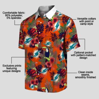 Miami Dolphins Floral Toucan Hawaiian Shirt – Aqua Red Aloha Button Up